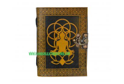 Budha Celtic Book of Shadow Leather Journal Blank Book Note Book Dairy Yellow with Black B